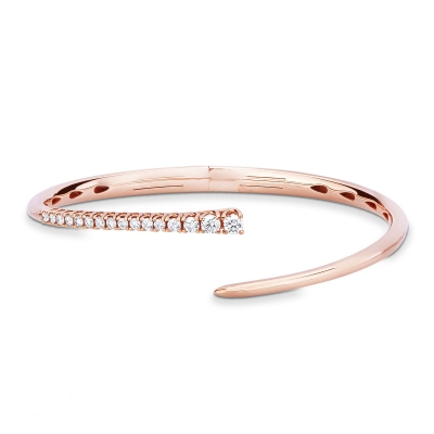 Bracelet semirigide en or rose avec diamants
