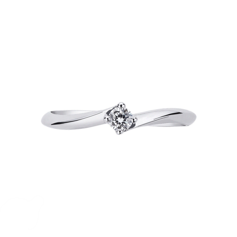 Solitaire Valentino en forme de losange en or blanc 18 carats et diamant 0,10 ct Solitaire Valentino en forme de losange en or blanc 18 carats et diamant 0,10 ct