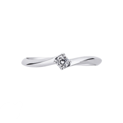 Solitaire Valentino en forme de losange en or blanc 18 carats et diamant 0,10 ct