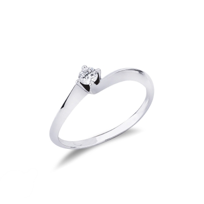 Solitaire monté sur or blanc 18k diamant 0.15 ct 