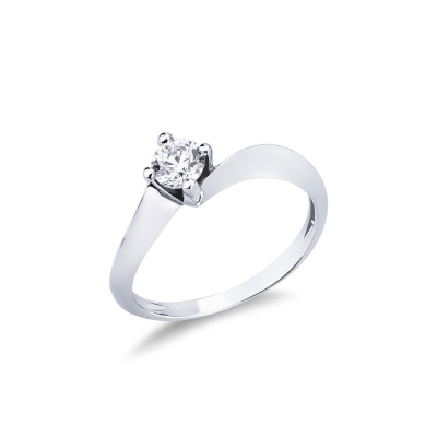 Solitaire modèle Valentino en or blanc 18ct avec diamant 0,40 carat