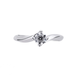 Bague de fiançailles en or blanc 18k avec un diamant 0.50 ct 2