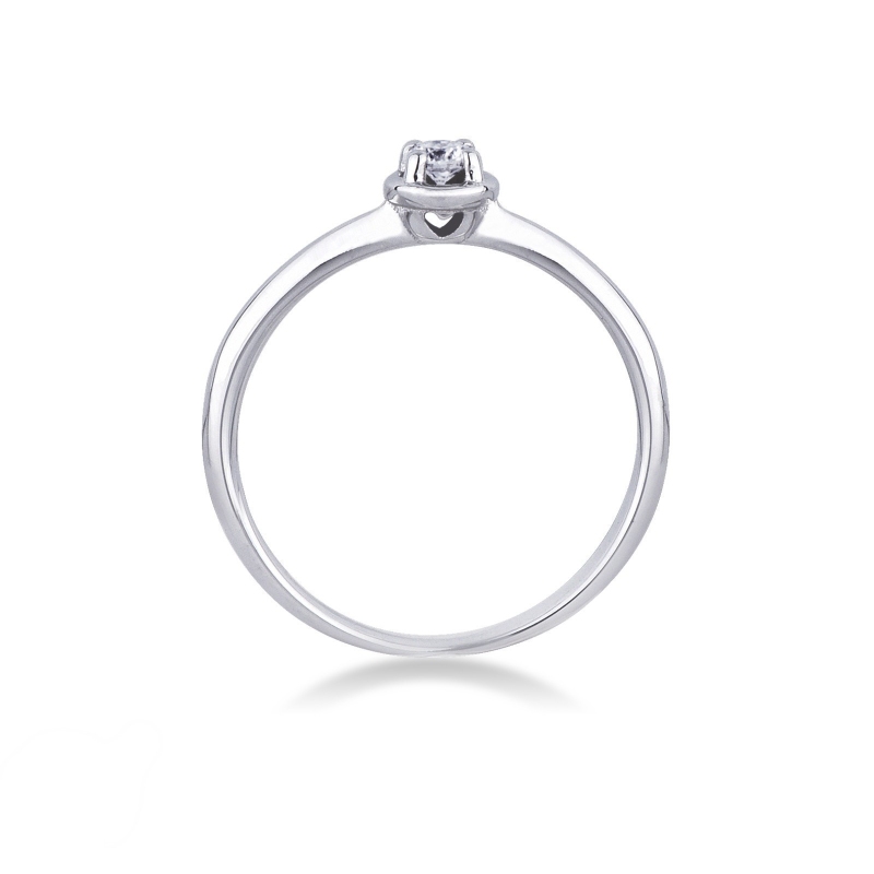 Bague solitaire or blanc 18k cœur diamant 0.10ct taille brillante