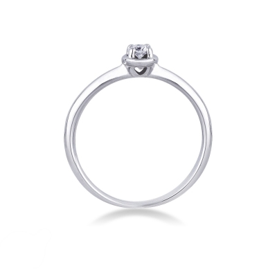 Bague solitaire or blanc 18k cœur diamant 0.10ct taille brillante