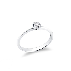 Bague solitaire or blanc 18k cœur diamant 0.10ct taille brillante