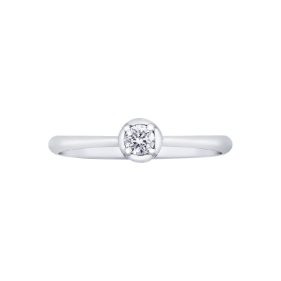 Bague solitaire diamant et or blanc 18k ,  ct. 0,15