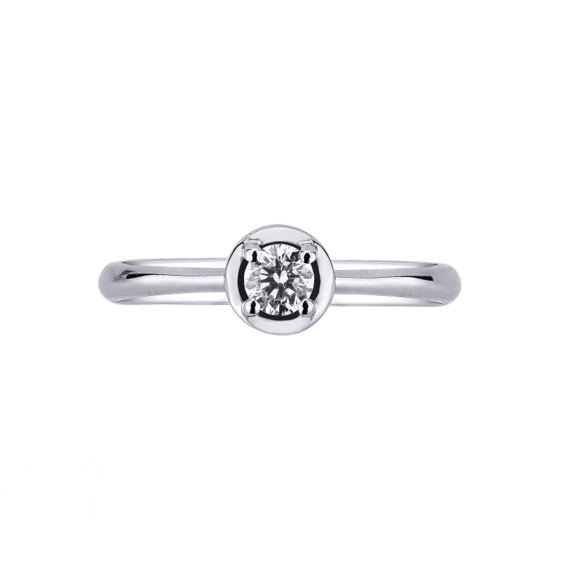 Bague solitaire or blanc 18k cœur brillante ct. 0,20