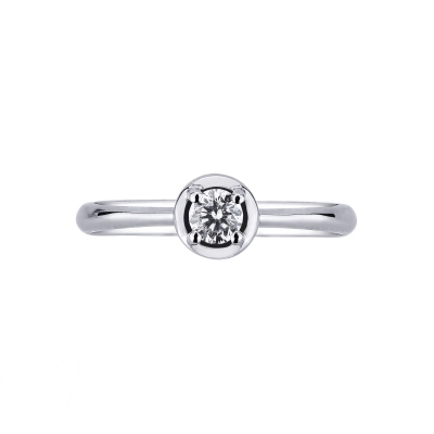 Bague solitaire or blanc 18k cœur brillante ct. 0,20