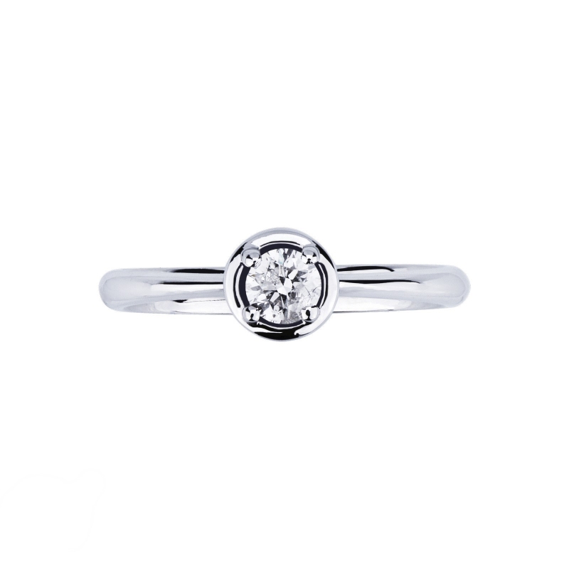 Bague solitaire or blanc 18k cœur diamant 0.25ct taille brillante