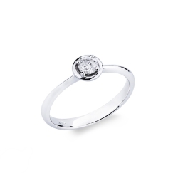 Bague solitaire or blanc 18k cœur diamant 0.25ct taille brillante