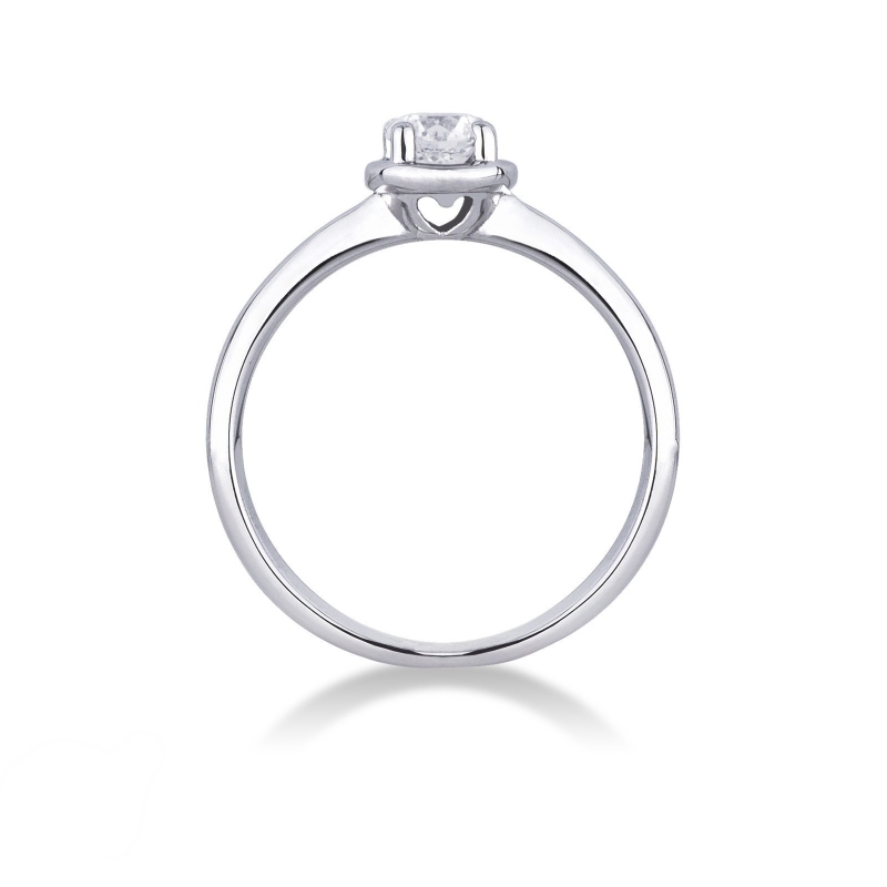 Bague solitaire or blanc 18k cœur diamant 0.30 ct taille brillante