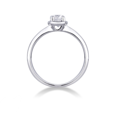 Bague solitaire or blanc 18k cœur diamant 0.30 ct taille brillante