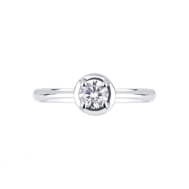 Bague solitaire or blanc 18k diamant 0.40ct taille brillante