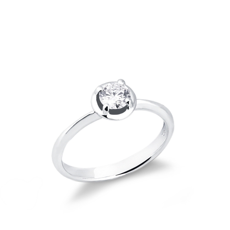 Bague solitaire or blanc 18k diamant 0.40ct taille brillante