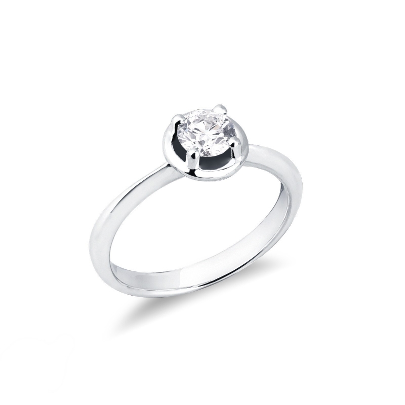 Bague solitaire moderne or blanc 18k diamant 0.50ct taille brillante