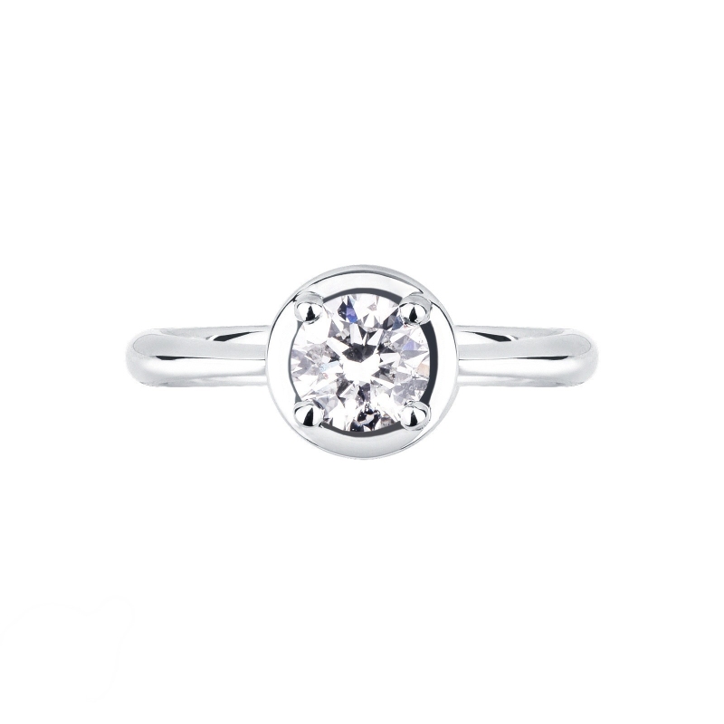 Bague solitaire or blanc 18k avec diamant taille brillante ct. 0,70