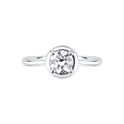 Bague solitaire or blanc 18k avec diamant taille brillante ct. 0,70