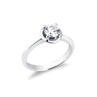 Bague solitaire or blanc 18k avec diamant taille brillante ct. 0,70