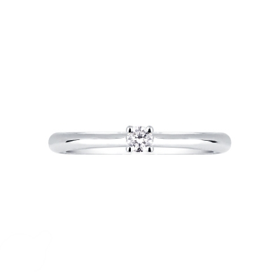 Bague de fiançailles diamant 0.10 ct et or blanc 18k