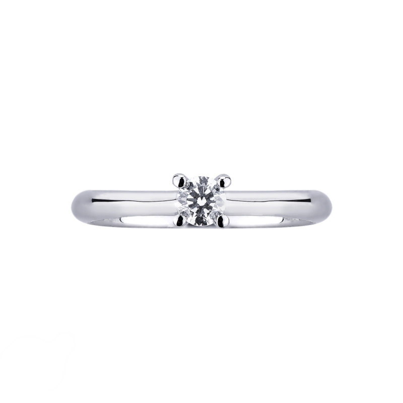 Solitaire solitaire avec diamant de 0.20 ct et or blanc 18k