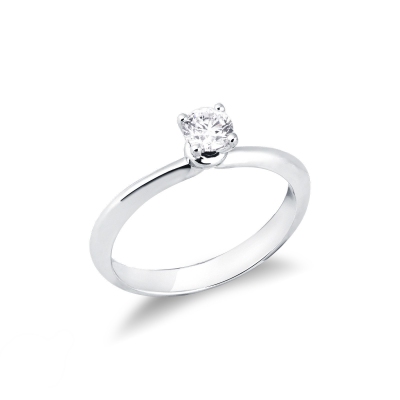 Bague solitaire en or blanc 18k et diamant 0.30 ct