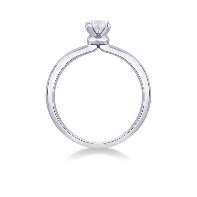 Bague solitaire avec diamant  0.40 ct et or blanc 18k