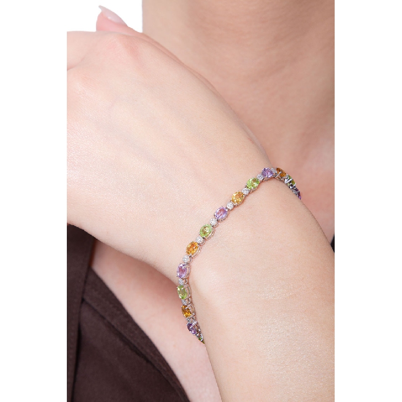 Bracelet en or blanc 18k avec topazes multicolores Bracelet en or blanc 18k avec topazes multicolores
