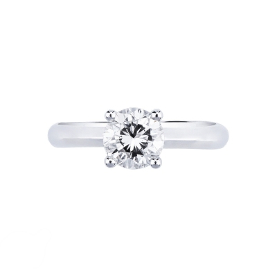 Bague solitaire or blanc 18 carats avec diamant 0.90 ct