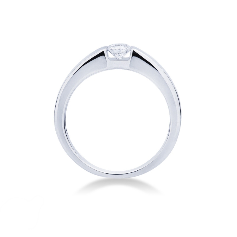 Bague solitaire moderne en or blanc 18k avec diamant 0,25ct