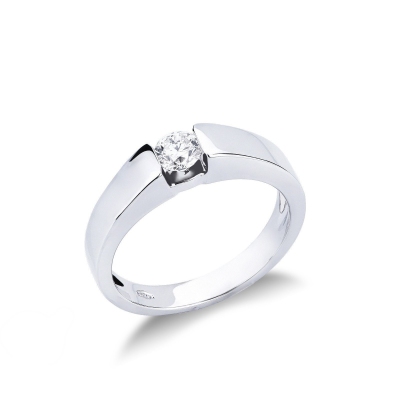 Bague solitaire en or blanc 18k moderne avec diamant 0,30ct
