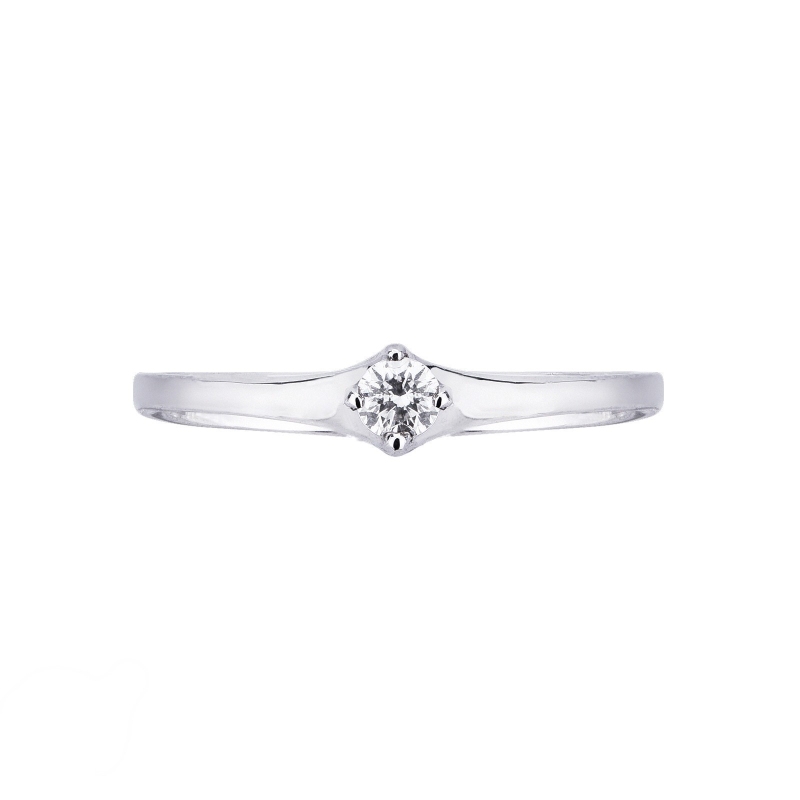 Solitaire avec diamant 0.10 ct en or blanc 18k  Solitaire avec diamant 0.10 ct en or blanc 18k