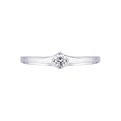 Solitaire avec diamant 0.10 ct en or blanc 18k 