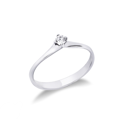 Solitaire avec diamant 0.10 ct en or blanc 18k 
