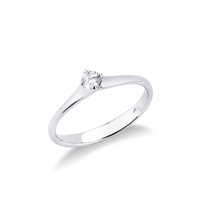 Bague solitaire diamant 0.15 ct et or blanc 18k 