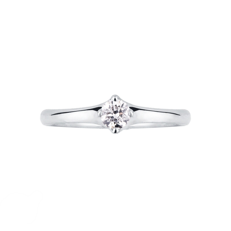 Bague solitaire en or blanc 18k diamant 0.20 ct  Bague solitaire en or blanc 18k diamant 0.20 ct