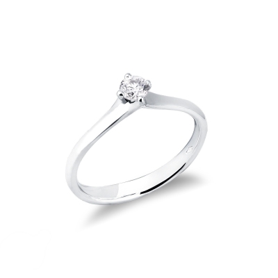 Bague solitaire en or blanc 18k diamant 0.20 ct 