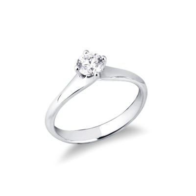Bague de fiançailles or blanc 18k avec diamant 0.50 ct