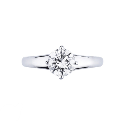 Bague avec diamant solitaire en or blanc 0.90 ct