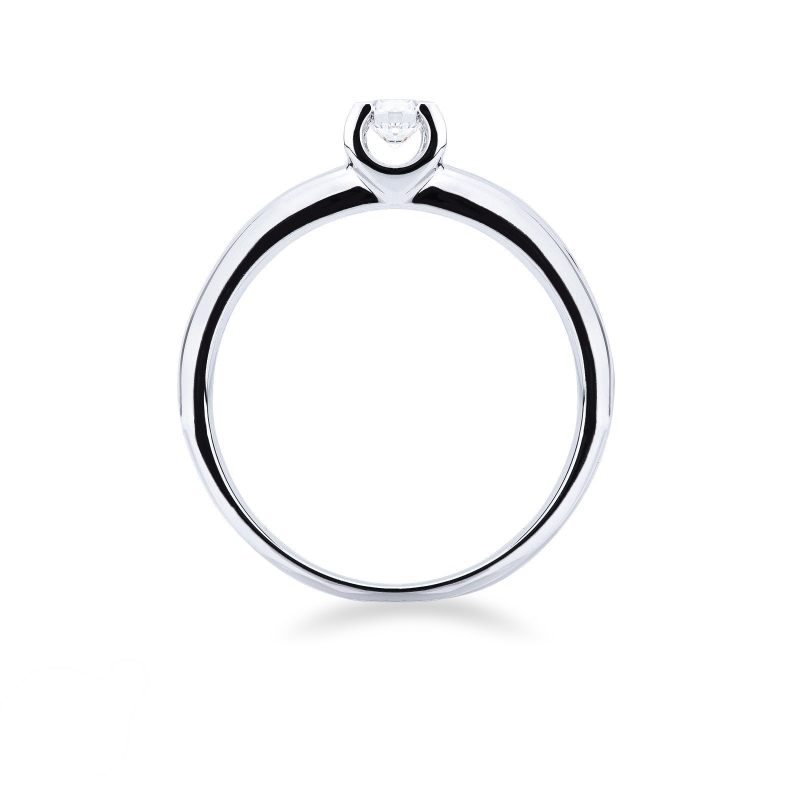 Bague solitaire or blanc 18k avec diamant 0,10 ct