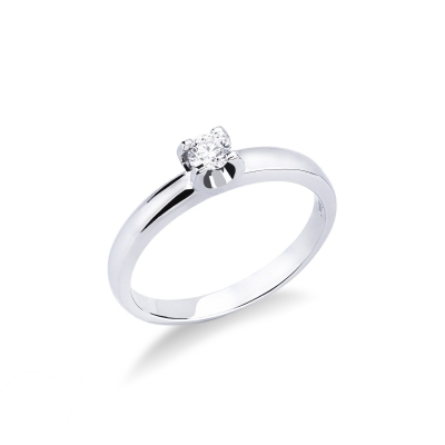 Bague solitaire or blanc 18k avec diamant 0,10 ct