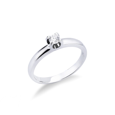 Bague solitaire serti 4 griffe en or blanc et diamant 0.15 ct
