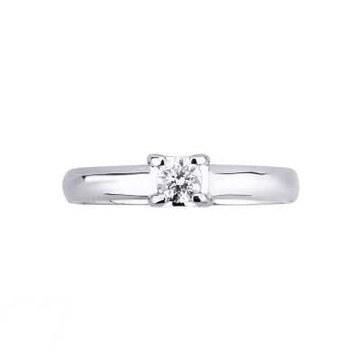 Bague solitaire or blanc 750 diamant 0.20 ct