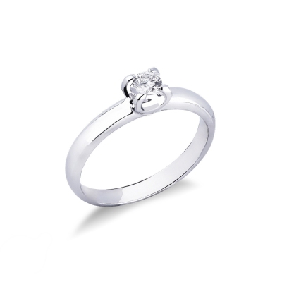 Bague solitaire or blanc 750 diamant 0.20 ct