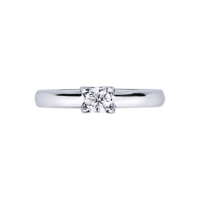 Solitaire diamant 0.25 ct or blanc 18k à 4 griffes 