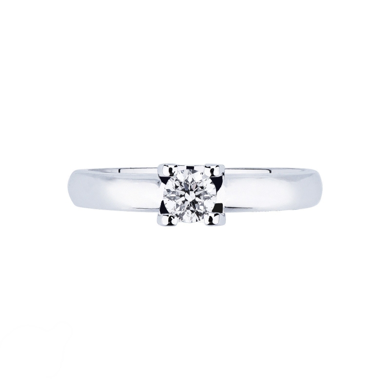 Bague solitaire or blanc 18k avec diamant 0,30 ct