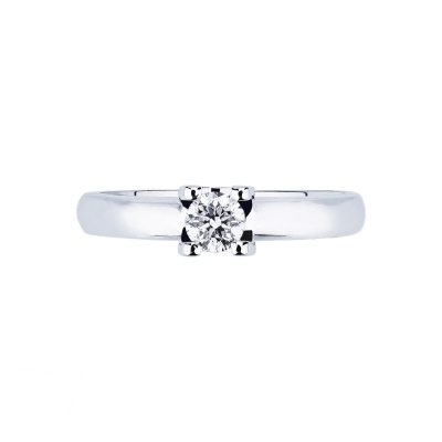 Bague solitaire or blanc 18k avec diamant 0,30 ct