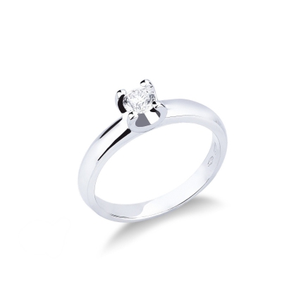 Bague solitaire or blanc 18k avec diamant 0,30 ct