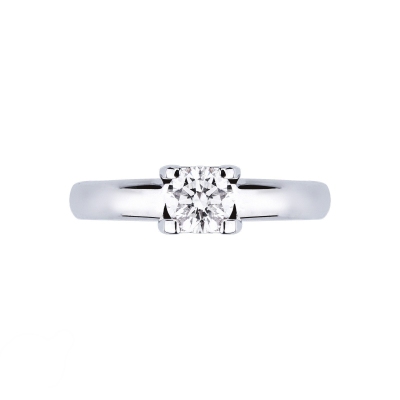 Bague or blanc 18k solitaire diamant 0.50 ct 