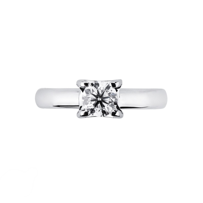 Solitaire bague or blanc 18k avec diamant 0,70 ct