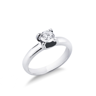 Solitaire bague or blanc 18k avec diamant 0,70 ct